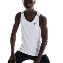 Camiseta sin mangas on running Performance Tank Hombre White Silver Superligera