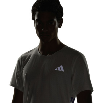 Camiseta manga corta Adidas Adizero Running Tee Hombre White detalles reflectantes