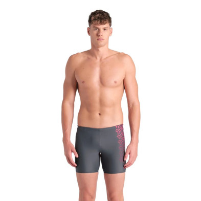 Bañador Arena mid jammer Kikko Feel Graphic hombre Asphalt Red para piscina o playa