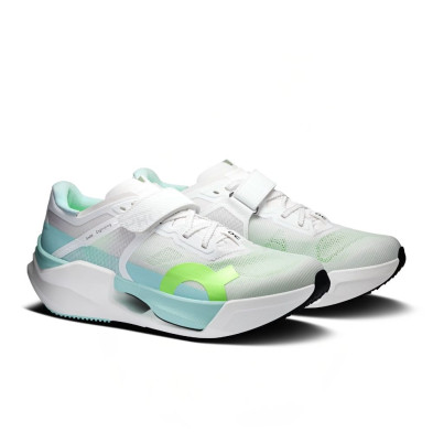 Zapatillas On Running Cloud X Tempo Pro hombre White Celeste sujeción con refuerzo en el mediopié