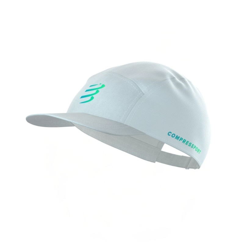 Gorra running 5 Panel Cap Compressport Star White Blue Green