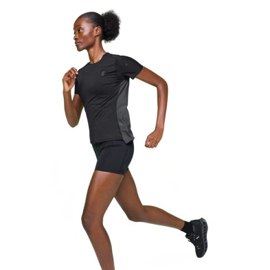 Camiseta manga corta On  Running Performance-T mujer negra gris