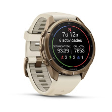 Reloj Multideporte Garmin Fenix 9 Pro Titanio 43 mm correa silicona Beige Gris pantalla AMOLED más brillante