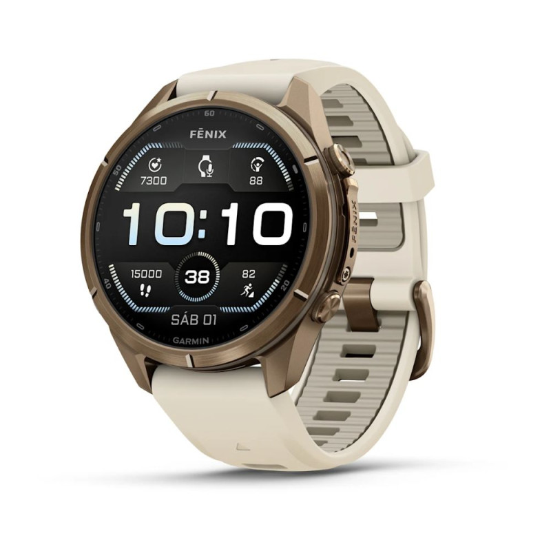 Reloj Multideporte Garmin Fenix 9 Pro Titanio 43 mm correa silicona Beige Gris