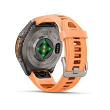 Reloj Multideporte Garmin Fenix 9 Pro inReach Titanio 43 mm correa silicona Naranja DINÁMICA DE CARRERA CON SENSOR DE MUÑECA