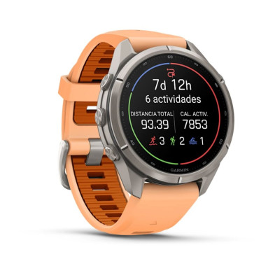 Reloj Multideporte Garmin Fenix 9 Pro inReach Titanio 43 mm correa silicona Salmón Naranja nueva función Garmin Epic