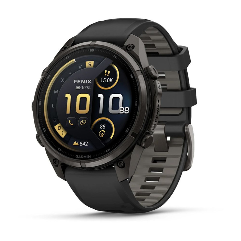 Reloj Multideporte Garmin Fenix 9 Pro inReach Titanio 47 mm correa silicona Negro
