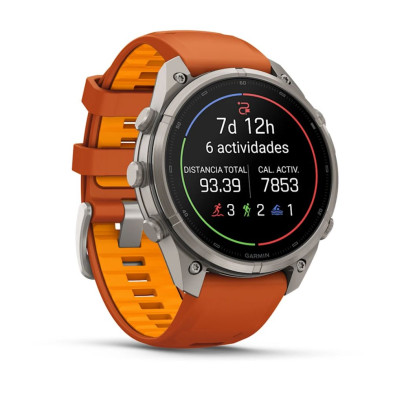 Reloj Multideporte Garmin Fenix 9 Pro inReach Titanio 47 mm correa silicona Naranja/ Naranja claro pantalla AMOLED más brillante