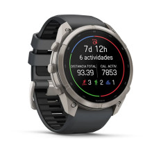 Reloj Multideporte Garmin Fenix 9 Pro inReach Titanio 51 mm correa silicona Gris potente y brillante pantalla AMOLED