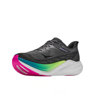 Zapatillas  Hoka U Rocket X 3 Black/ Neon Nebula  ajuste perfecto