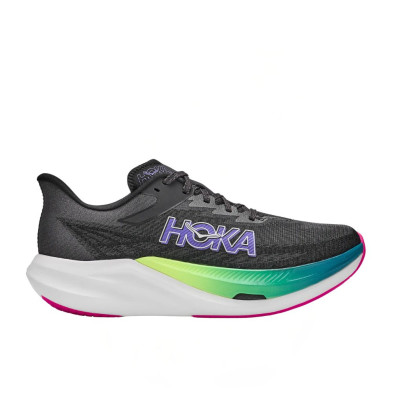 Zapatillas  Hoka U Rocket X 3 negro gris logo lila rosa verde