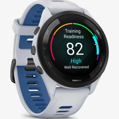 Reloj Garmin Forerunner 265 Music Blanco/Azul 46mm lateral
