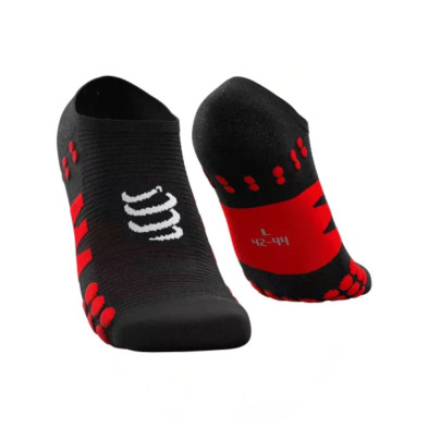 Calcetines Compressport No Show Socks negro rojo ergonómicos e invisibles