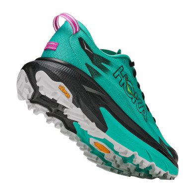 Zapatillas Hoka Mafate 5 Mujer Black Electric Aqua  amortiguación mullida para trail