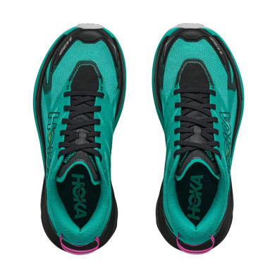 Zapatillas Hoka Mafate 5 Mujer Black Electric Aqua  empeine elástico y dinámico par
