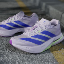 Zapatillas Adidas Adizero Boston 13 Mujer Purple Tint Solar Purple Green Spark empeine textil y de malla