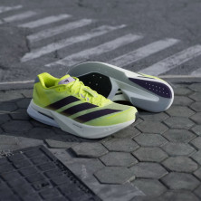 Zapatillas Adidas Adizero Boston 13 Hombre Solar Yellow Aurora Plum Powder Plum lengueta mejorada
