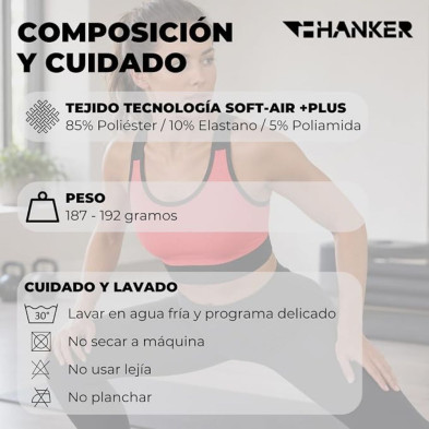 Sujetador deportivo Hanker Top cruzado Seka Morado composición y cuidado