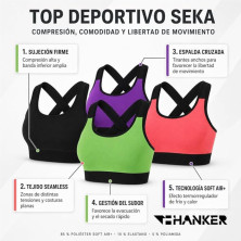 Destacados del sujetador deportivo Hanker Top cruzado Seka compresión comodidad y libertad de movimiento