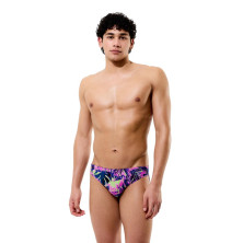 Bañador slip Speedo Club Training Printed Brief hombre Pink/ Navy firme y ceñido que no se mueve