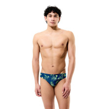 Bañador slip Speedo Club Training Printed Brief hombre Green Navy firme y ceñido que no se mueve