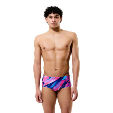 Bañador slip Speedo Club Training Printed Brief 12,7cm hombre Blue/ Pink firme y ceñido que no se mueve