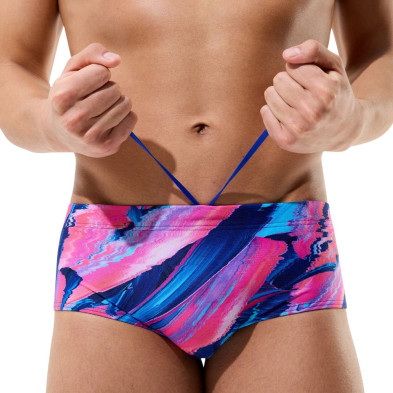 Bañador slip Speedo Club Training Printed Brief 12,7cm hombre Blue/ Pink Cordón interno para un ajuste seguro y regulable