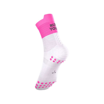 Calcetines On Running Pro Racing V4.0 Run High Your Race Neon Pink Dos líneas de 3D.Dots añaden protección