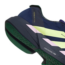Zapatillas Adidas Adizero Adios Pro 4 Hombre Dark Blue Yellow Tint Clear Pink reduce el peso sin perder agarre