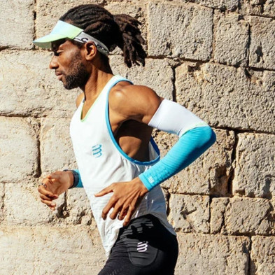 Visera running Compressport Pro Racing Visor Star unisex White Blue Green