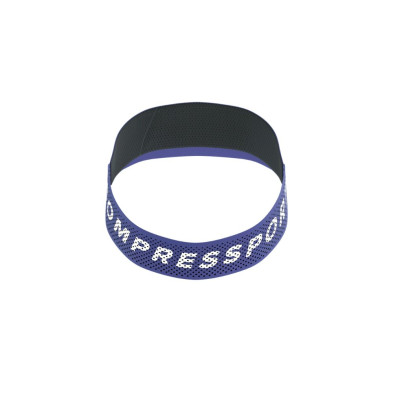 Visera running Compressport Pro Racing Visor unisex Orient Blue logo  en banda trasera y icónico emblema de competición delante