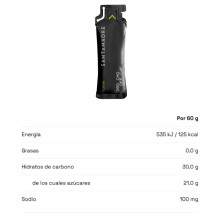 Gel energético Santa Madre 30CHO Off Caf Limón tabla nutricional