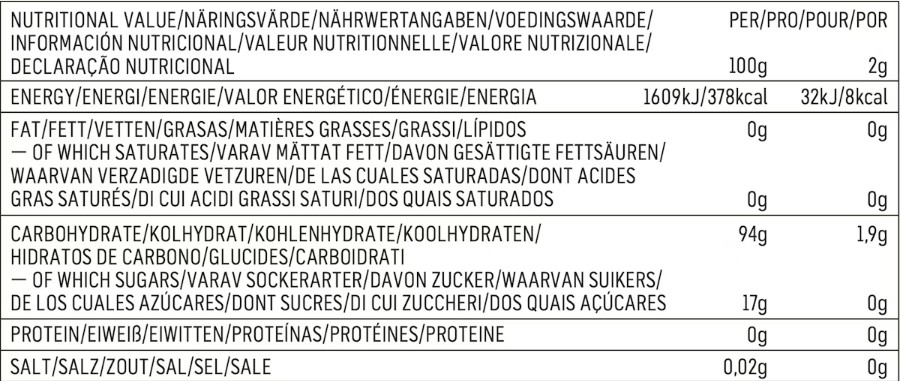 tabla nutricional additions cola de maurten