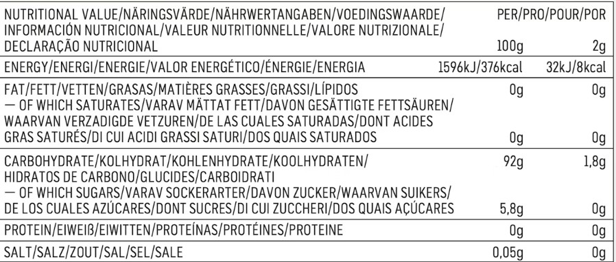 tabla nutricional maurten addition mentol