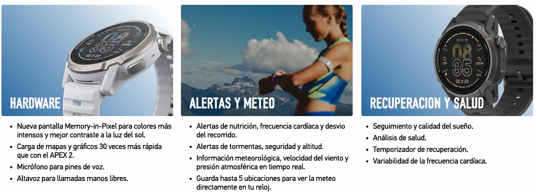 Coros Apex 4 Hardware meteo y recuperación