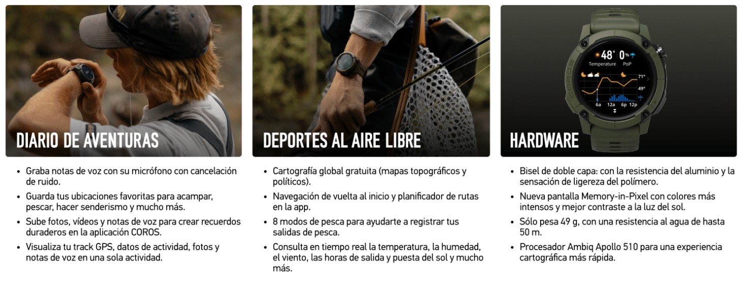 Coros Nomad diario de aventuras, hardware