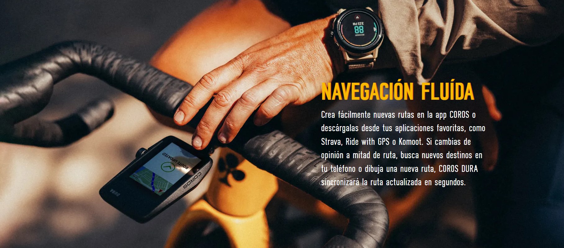 coros dura ciclocomputador gps solar navegación fluida