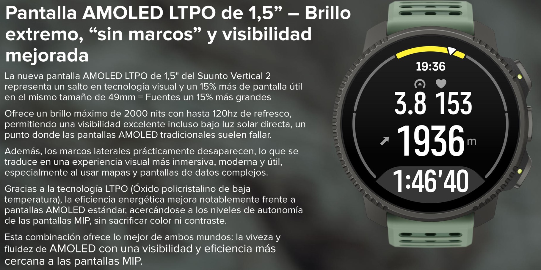 suunto Vertical 2 nueva pantalla Amoled LTPO