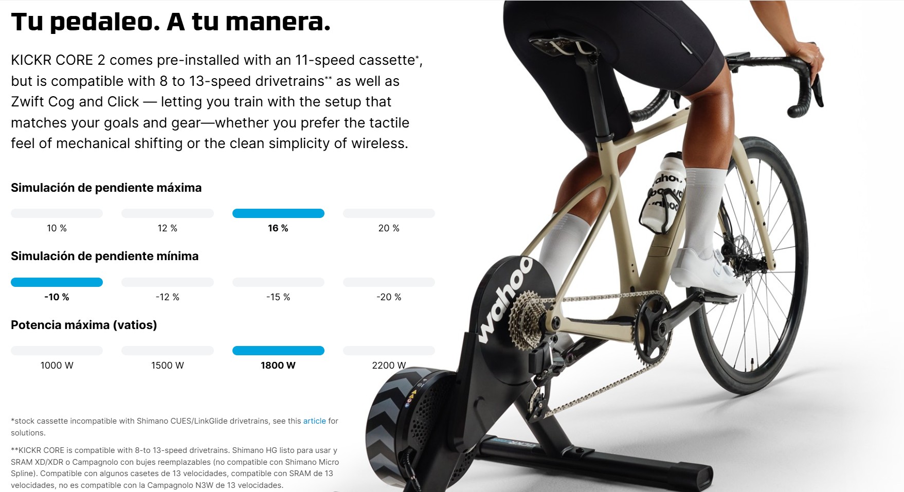 Kickr Core 2 11 veolcidades compatibilidades