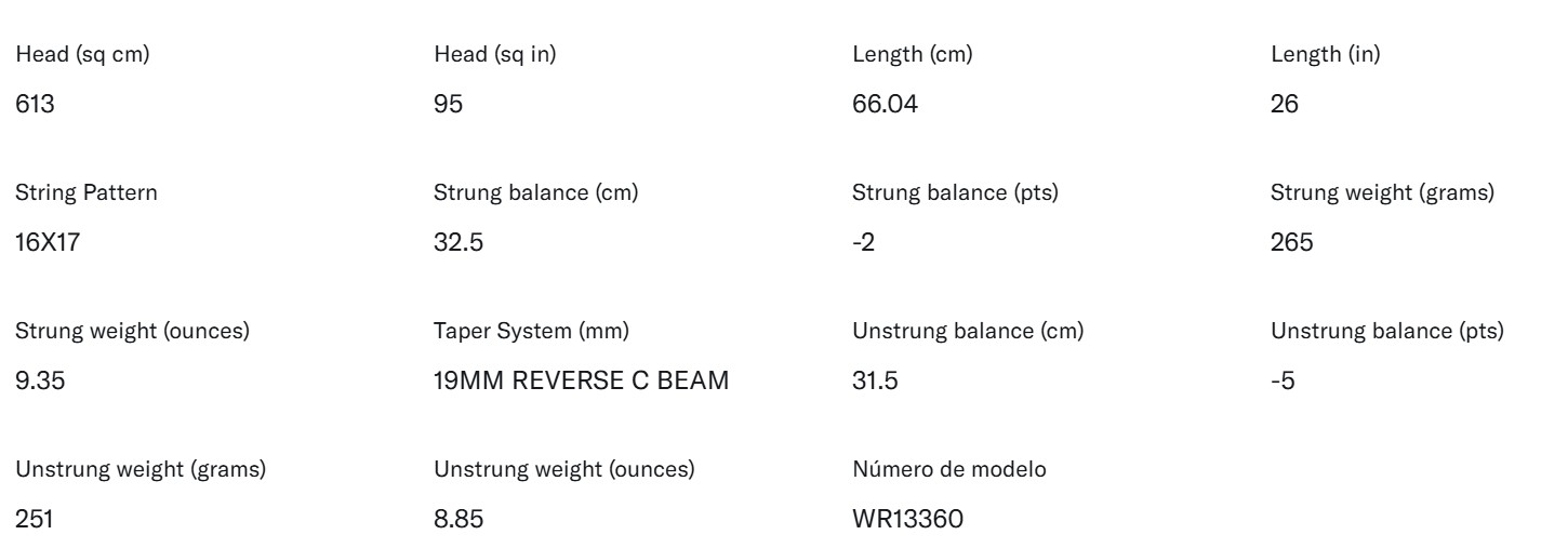 especificaciones raqueta wilson pro staff precision junior 26